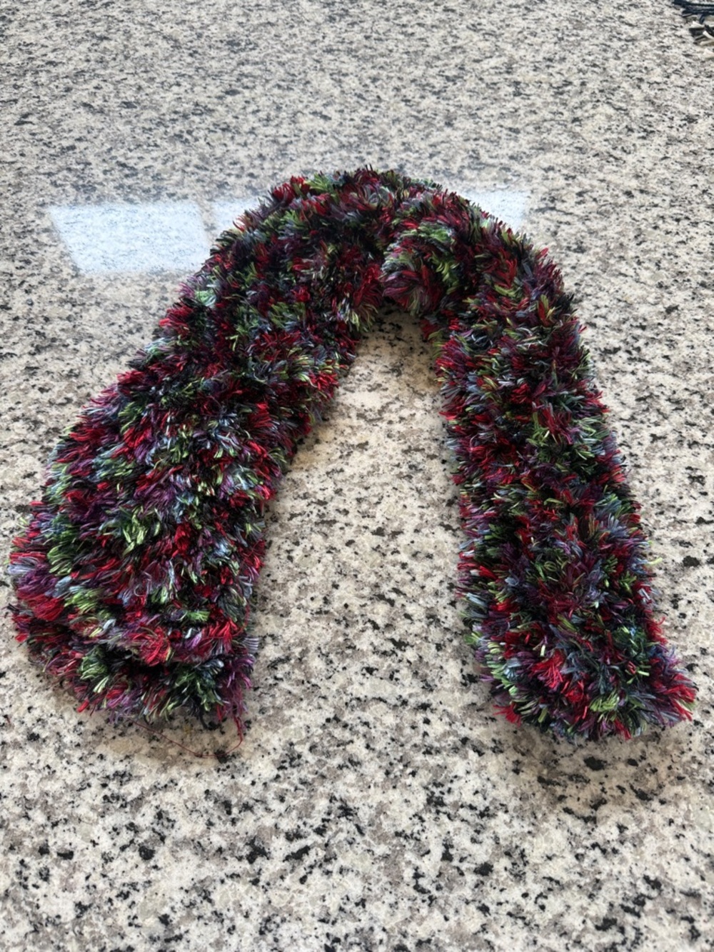croft & barrow Multicolor Fuzzy Knit Scarf - Red, Green, Purple, Black